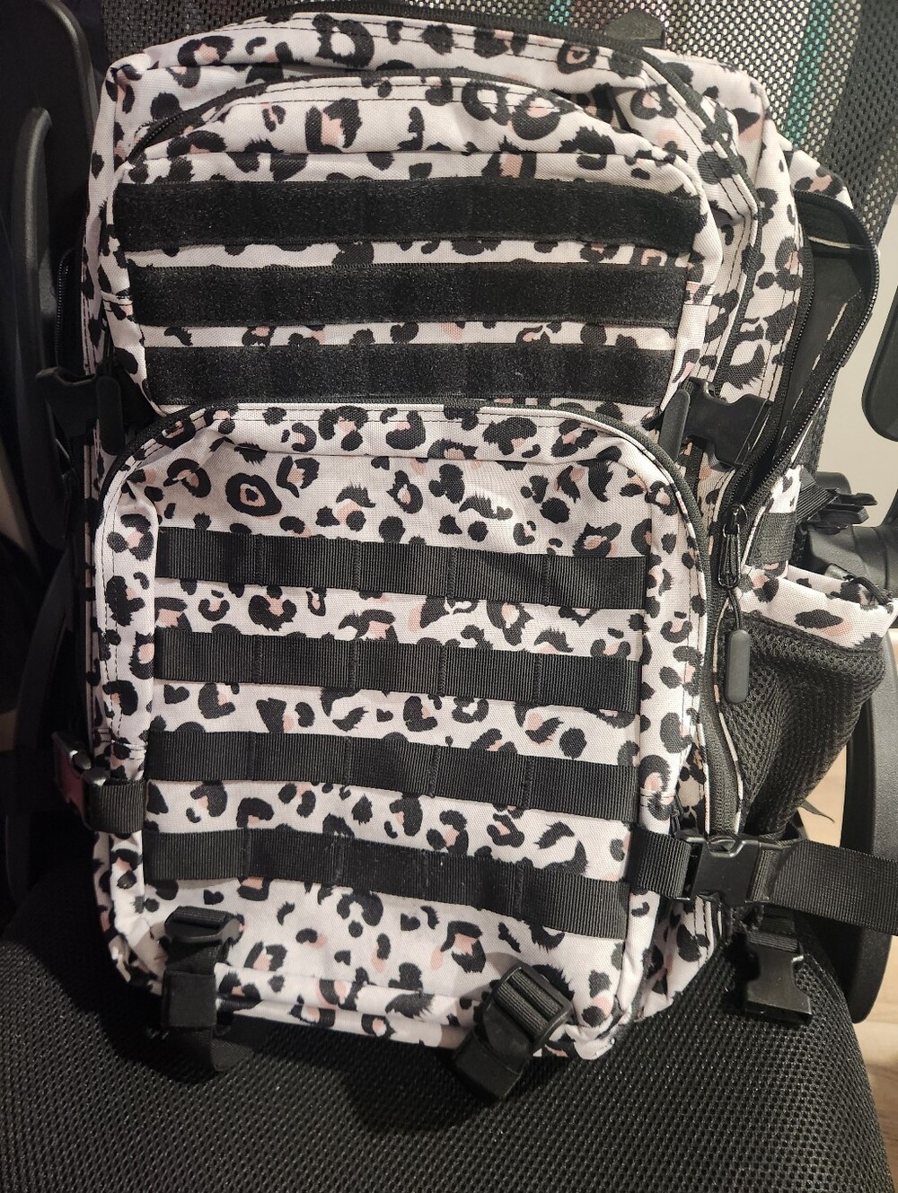 35L White Leopard Print Backpack